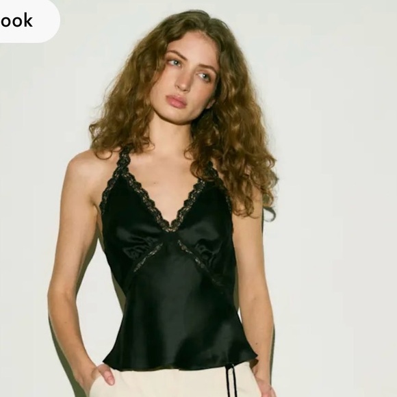 Reformation Monica Silk Top Black - Size M - Picture 2 of 7